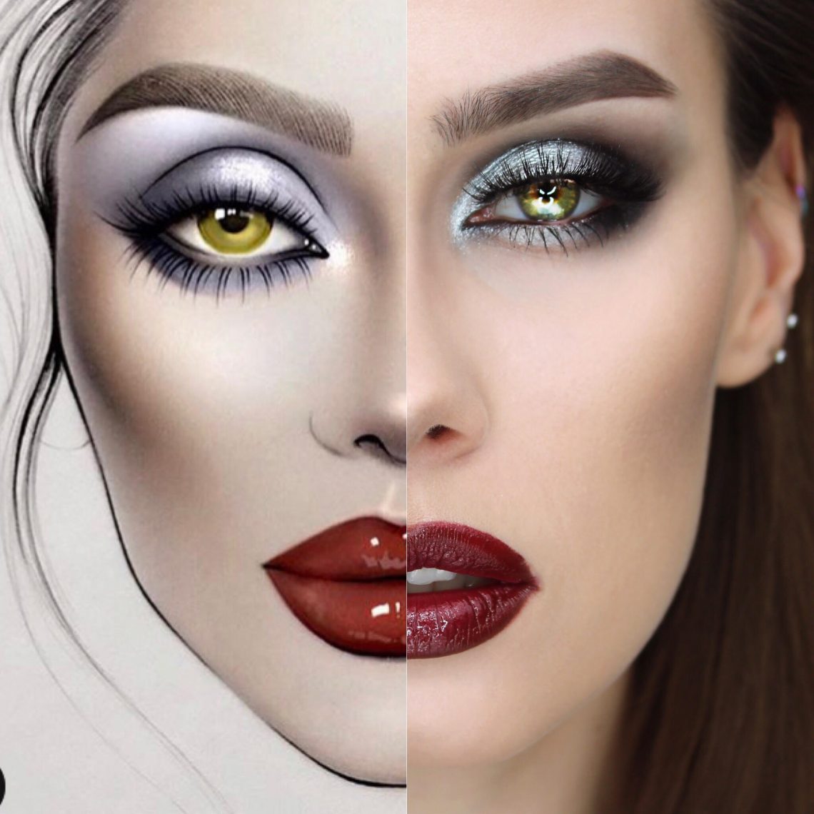 Inspiracja Makijaż inspirowany facechart'em @milk1422 Wieczorowe oczy i czerwone usta